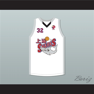 Jimmer Fredette 32 Shanghai Sharks Alternate White Basketball Jersey with CBA Patch