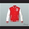 Fredo Bang No Security Red Wool and White Lab Leather Varsity Letterman Jacket