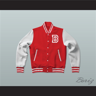 Fredo Bang No Security Red and White Varsity Letterman Jacket-Style Sweatshirt