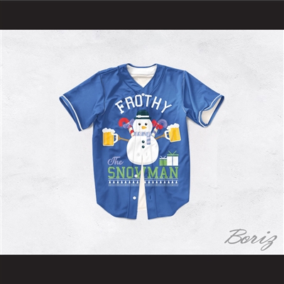 Frothy The Snowman Christmas Blue Baseball Jersey