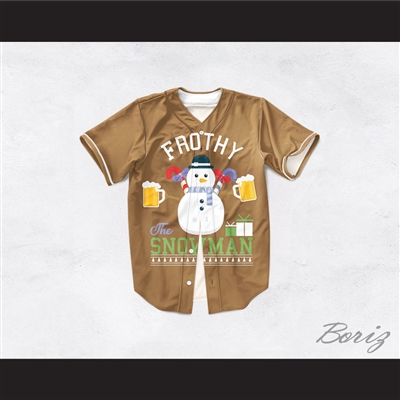 Frothy The Snowman Christmas Brown Baseball Jersey