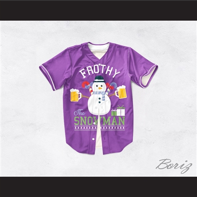 Frothy The Snowman Christmas Purple Baseball Jersey