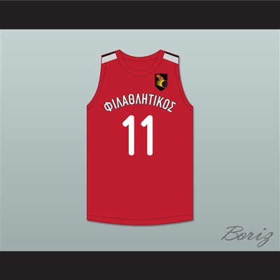Giannis Antetokounmpo 11 Filathlitikos A.O Zografou B.C. Red Basketball Jersey 2
