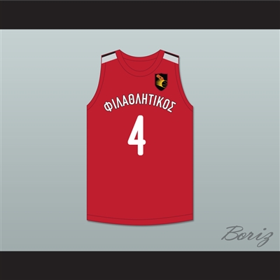 Giannis Antetokounmpo 4 Filathlitikos A.O Zografou B.C. Red Basketball Jersey 2