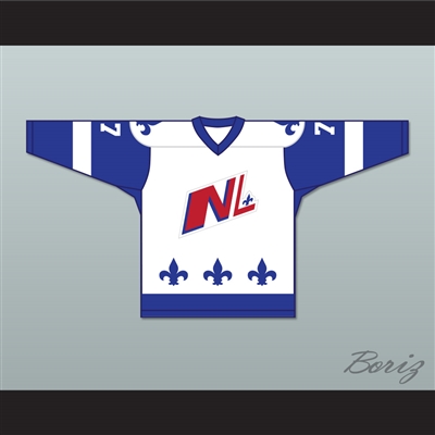 Francis Gagnon 77 Le National de Quebec White Hockey Jersey- Lance et compte (He Shoots, He Scores)