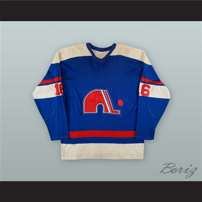1973-74 WHA Andre Gaudette 16 Quebec Nordiques Blue Hockey Jersey