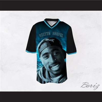 Tupac Shakur 6 Ghetto Gospel Dark Ocean Football Jersey