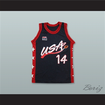 Glenn Robinson 14 USA Navy Blue Basketball Jersey