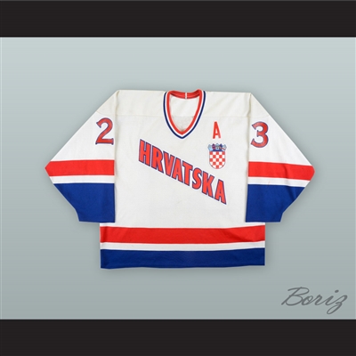 Gordan Smojver 23 Croatia National Team White Hockey Jersey