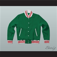 Green, White and Red Varsity Letterman Jacket-Style Sweatshirt