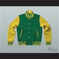 Green and Yellow Varsity Letterman Jacket-Style Sweatshirt