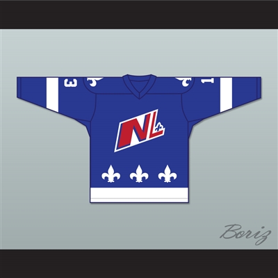 Guy Lambert 13 Le National de Quebec Blue Hockey Jersey- Lance et compte (He Shoots, He Scores)