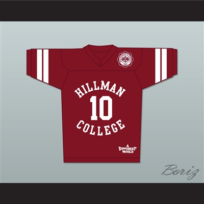 Ronald 'Ron' Johnson 10 Hillman College Maroon Football Jersey with Theater Patch A Different World