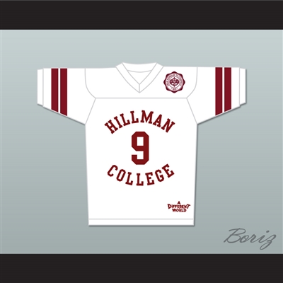 Dwayne Wayne 9 Hillman College White Football Jersey with Theater Patch A Different World