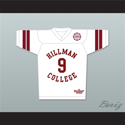 Dwayne Wayne 9 Hillman College White Football Jersey with Eagle Patch A Different World