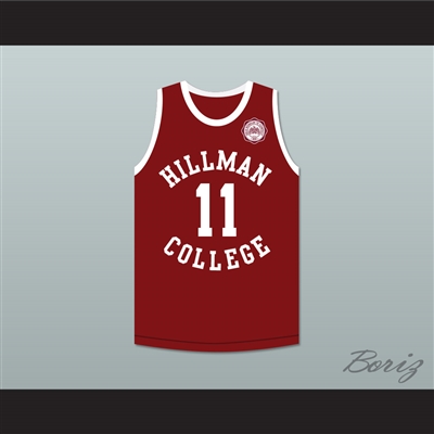 Coach Walter Oakes 11 Hillman College Maroon Basketball Jersey with Eagle Patch