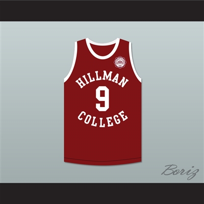 Dwayne Wayne 9 Hillman College Maroon Basketball Jersey with Eagle Patch