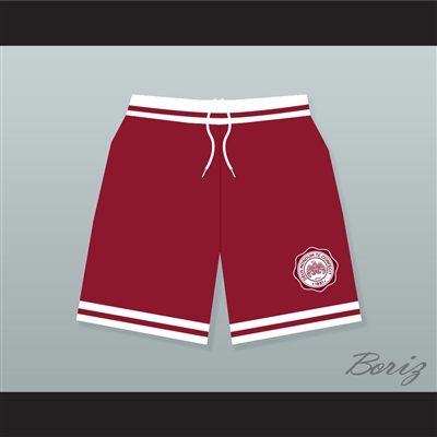 Hillman College Maroon Basketball Shorts with Eagle Patch