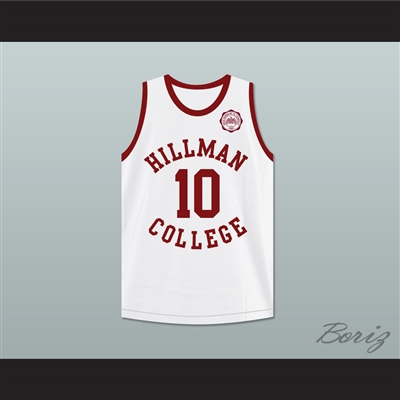 Ronald 'Ron' Johnson 10 Hillman College White Basketball Jersey with Eagle Patch