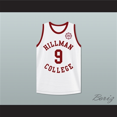 Dwayne Wayne 9 Hillman College White Basketball Jersey with Eagle Patch