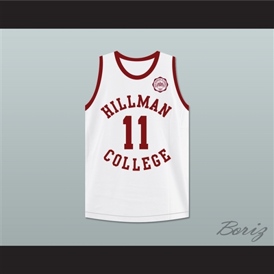 Walter Oakes 11 Hillman College White Basketball Jersey with Eagle Patch