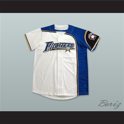 Shohei Otani 11 Hokkaido Nippon-Ham Fighters Button Down White Baseball Jersey with Patch