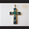 P Middleton Christian Cross Pendant Sterling Silver .925 with Micro Inlay Stones