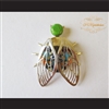 P Middleton Winged Beetle Pendant Sterling Silver .925 with Micro Inlay Stones