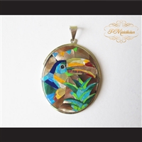 P Middleton Toucan Bird Pendant Sterling Silver .925 Micro Inlay