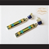 P Middleton Multi-Stone Rectangle Earrings Sterling Silver .925 with Micro Inlay Stones