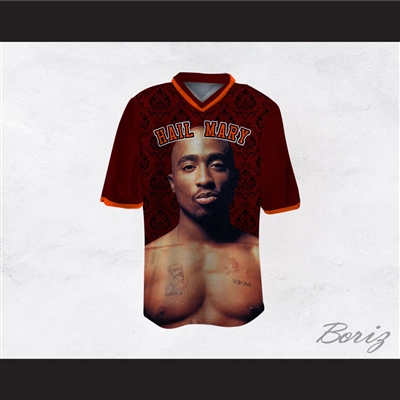 Tupac Shakur Makaveli 06 Hail Mary Maroon Pattern Football Jersey
