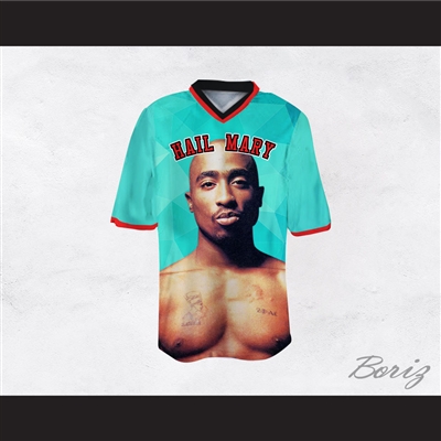Tupac Shakur Makaveli 06 Hail Mary Teal Football Jersey