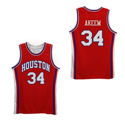 Hakeem Olajuwon Houston Rockets cougars sewn basketball jersey