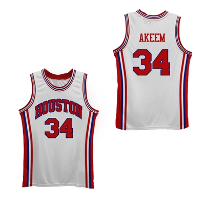 Hakeem Olajuwon Houston Rockets cougars sewn basketball jersey