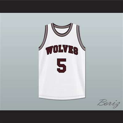 Hakim 5 Wolves High School White Basketball Jersey