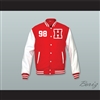 Hard Knock Life 98 Red Wool and White Lab Leather Varsity Letterman Jacket