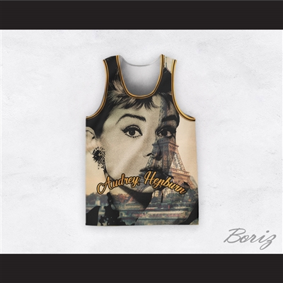 Audrey Hepburn 04 Smoking Cigarette Eiffel Tower Basketball Jersey