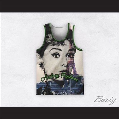 Audrey Hepburn 04 Smoking Cigarette Paris Eiffel Tower Basketball Jersey