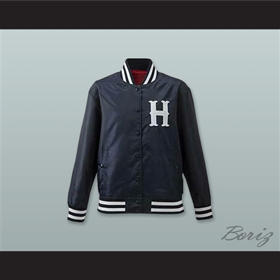 Hiroshima Toyo Carp Navy Blue Varsity Letterman Satin Bomber Jacket