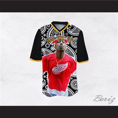 Tupac Shakur Makaveli 06 Hit Em' Up Black Bandana Style Design Football Jersey