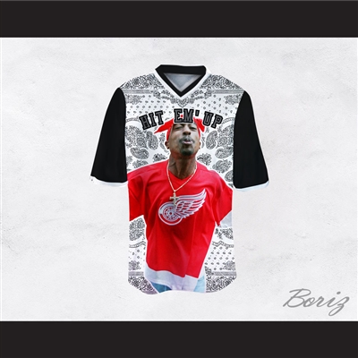 Tupac Shakur Makaveli 06 Hit Em' Up White Bandana Style Football Jersey