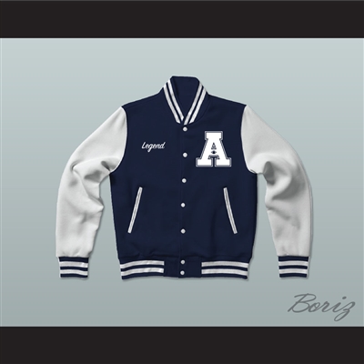 Hometown Legend Dark Blue Varsity Letterman Jacket-Style Sweatshirt