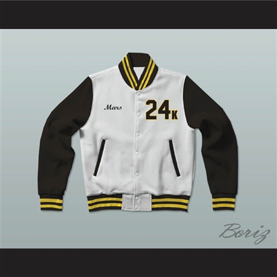 Hooligans 24 K White Black & Gold Varsity Letterman Jacket-Style Sweatshirt