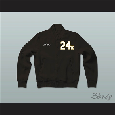 Hooligans 24 K Solid Black Varsity Letterman Jacket-Style Sweatshirt