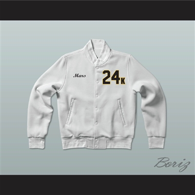 Hooligans 24 K Solid White Varsity Letterman Jacket-Style Sweatshirt
