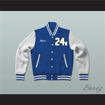 Hooligans 24 K Blue and White Varsity Letterman Jacket-Style Sweatshirt