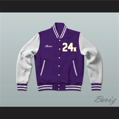 Hooligans 24 K Purple and White Varsity Letterman Jacket-Style Sweatshirt