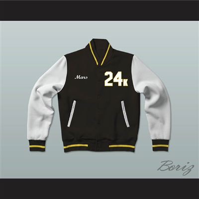 Hooligans 24 K Black White & Gold Varsity Letterman Jacket-Style Sweatshirt