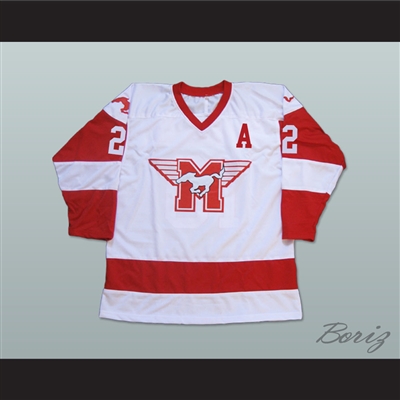 Huey Hewitt 2 Hamilton Mustangs White Hockey Jersey Youngblood