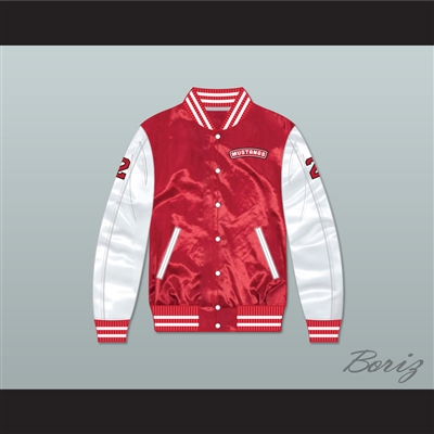 Huey Hewitt 2 Hamilton Mustangs Red/ White Varsity Letterman Satin Bomber Jacket